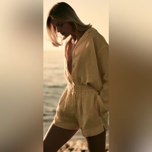 Zara Yellow Linen Shorts